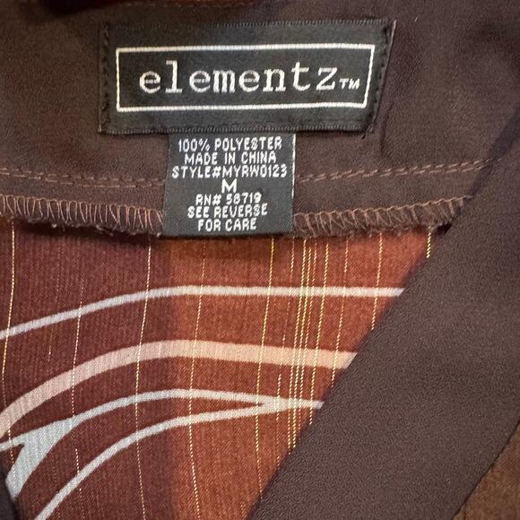 70s y2k retro brown and teal sheer top with tie back waist Elementz wmns sz med - Picture 6 of 7